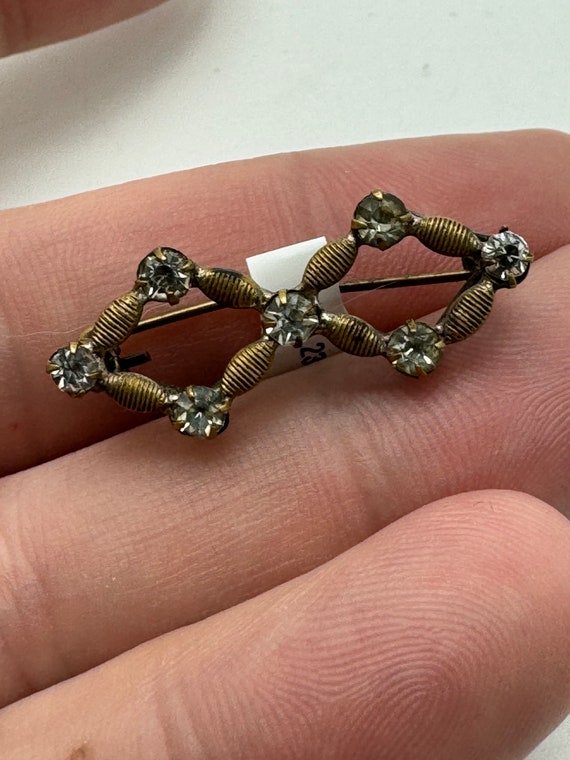 Antique Czech Art Deco Rhinestone Brooch - image 1