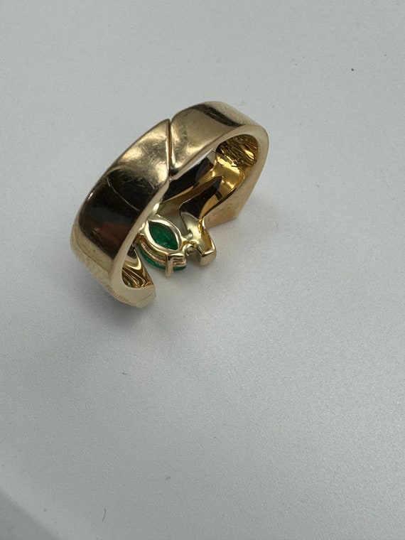 Vintage 14K Yellow Gold Emerald Marquis Ring - image 3