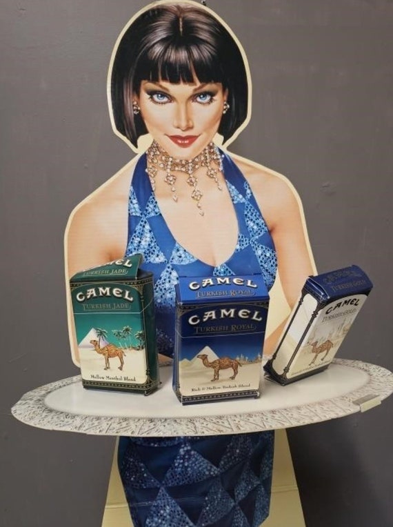 camel cigarette display Vintage 3-D Camel Cigarette Display Standing Lady Store Display