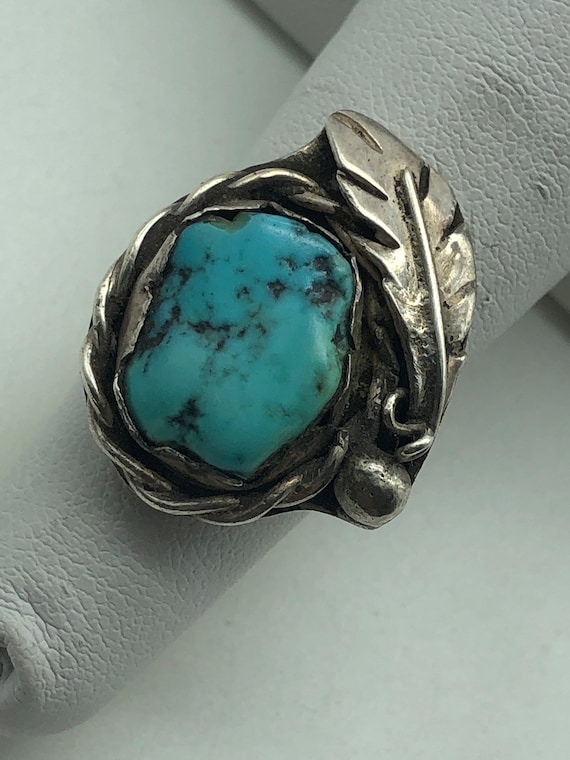 Vintage Native American Sterling Silver Turquoise Ring - Etsy