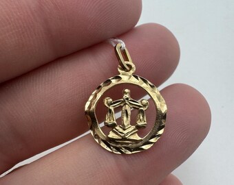 Vintage Libra Zodiac Pendant Necklace by Pierre Cardin With