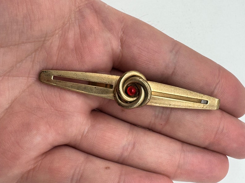 Boutons De Manchette Vintage - Tons Dorés Et Rouge - Occasion En Bon état
