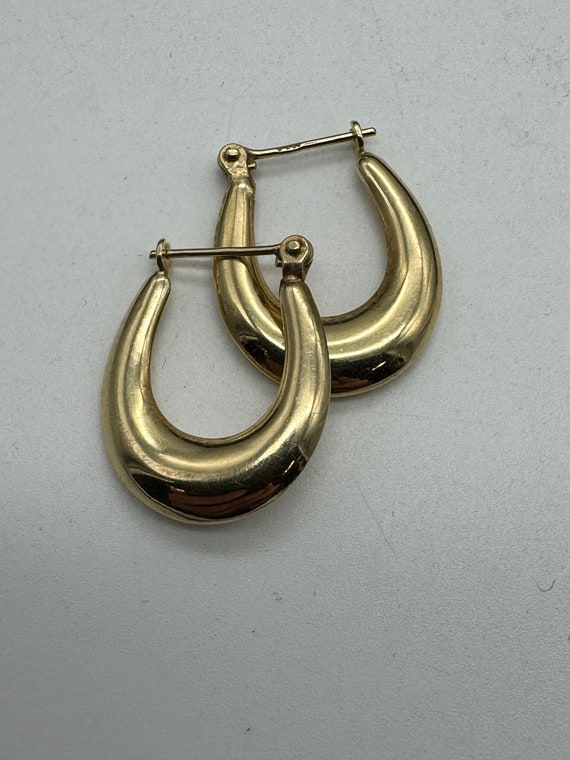 Vintage 14k Yellow Gold U shaped Hoops - image 1