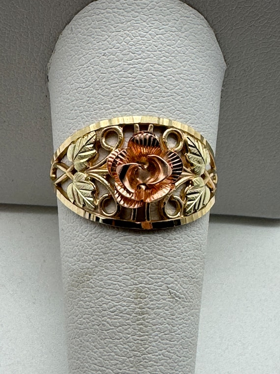 14k Yellow and Rose Gold Rose Floral Ring