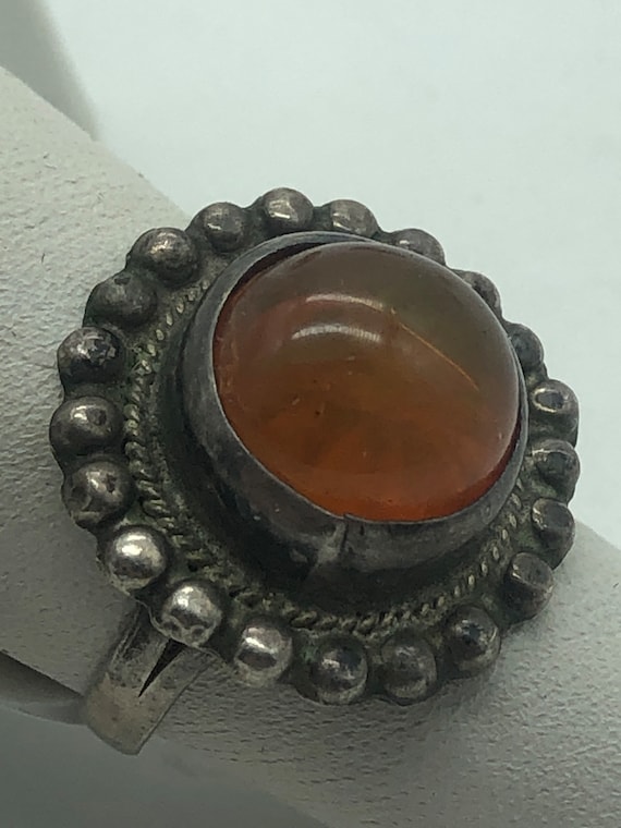 Vintage Sterling Silver Mexican Fire Opal Cabochon