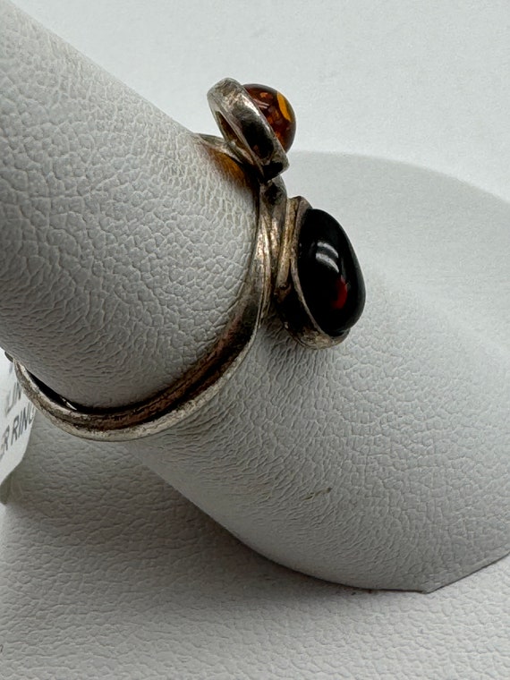 Vintage Sterling Silver and Amber Ring - image 2