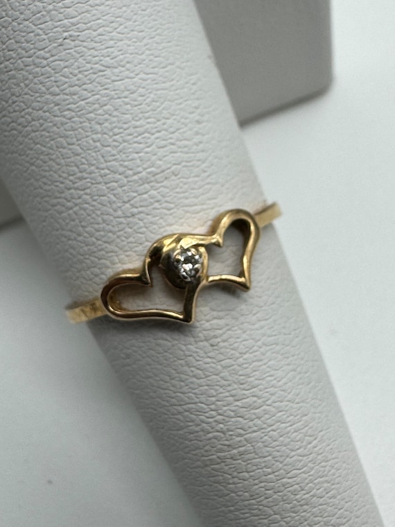 vintage 10k gold Dia heart ring