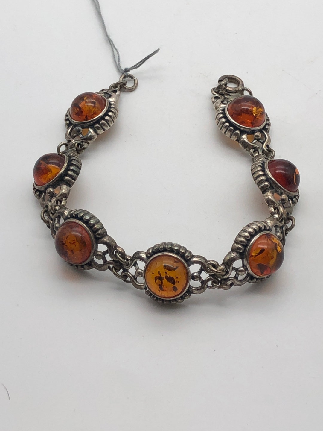 NVM FRNCH 925 Sterling Silver and Amber Stone Brown Men's Bracelet FRJ11843943-K6 - Vernier main image 0