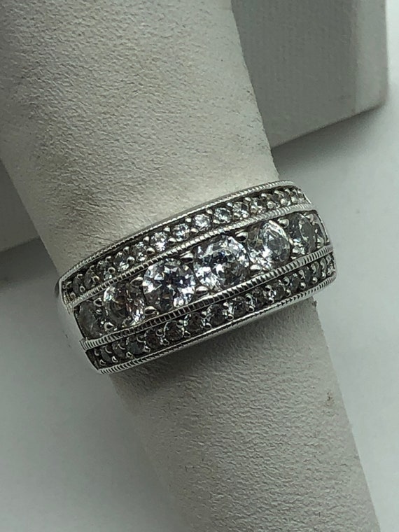 Sterling Silver Bombe Cz Ring