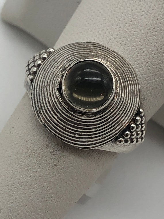 Vintage Sterling Silver Bali Bombe Ring Quartz