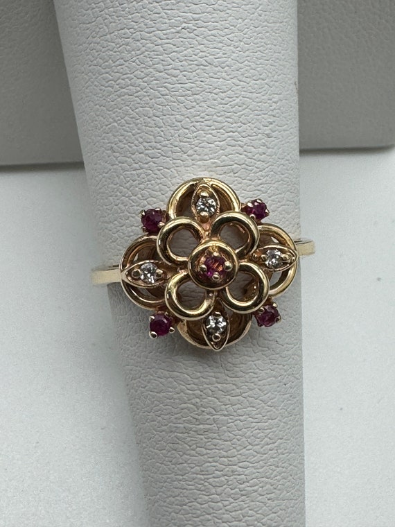 Vintage 10k Ruby and Diamond Ring