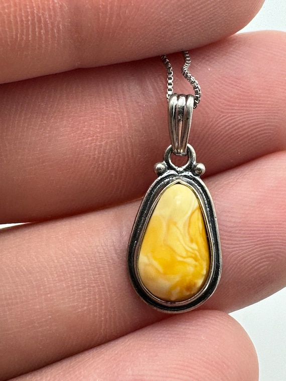 Vintage Sterling Silver Butterscotch Amber Pear Pe