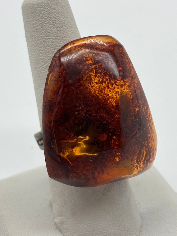 Sterling Silver Amber Ring - image 1