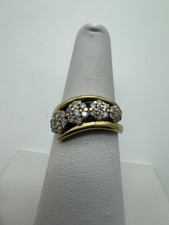 Antique 14K Yellow Gold Diamond Bypass Cluster Coc