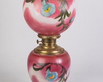 Antique Victorian Art Nouveau Gone With the Wind Hand Painted Morning Glory Lamp