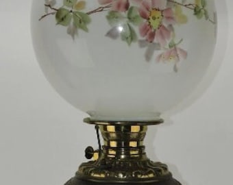 Tall banquet flower lamp with green onyx and brass base GWTW