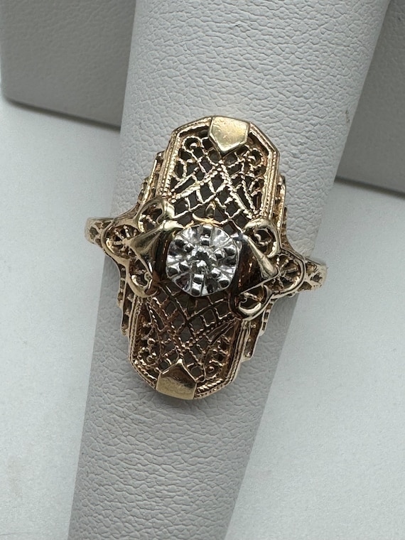 Antique 10k Art Deco Diamond Ring