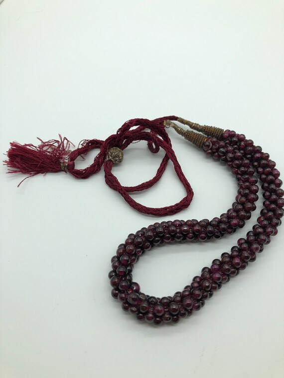 Vintage garnet cheap bead necklace