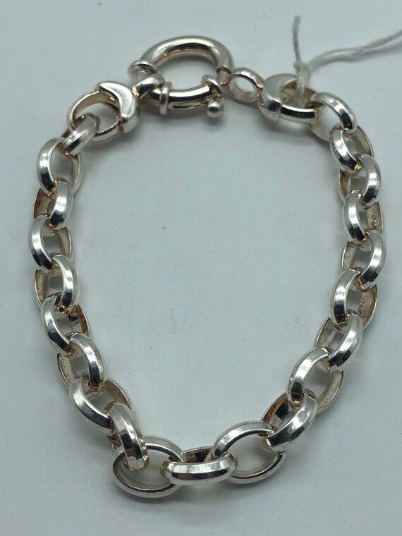 Thick Sterling Silver Charm Bracelet Gem