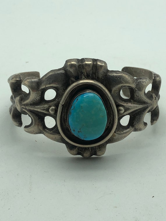 Antique Sterling Silver and Turquoise Old Pawn Ch… - image 1