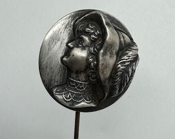 Antique Sterling Silver Art Nouveau Lady Hat Pin