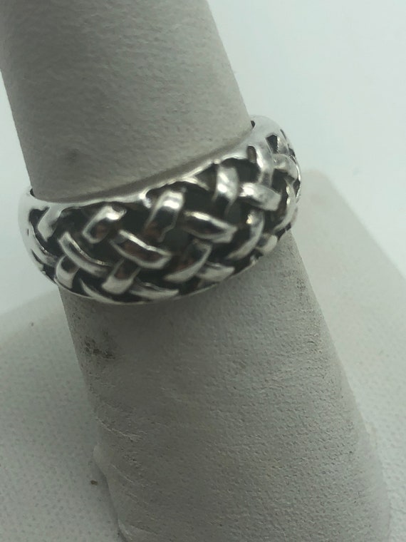 Vintage Sterling Silver Artsy Mexico Ring Moderni… - image 2