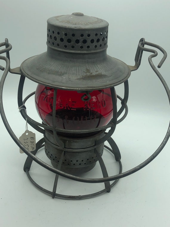 Antique Dressel Arlington B & ORR Etched Red Globe Railroad