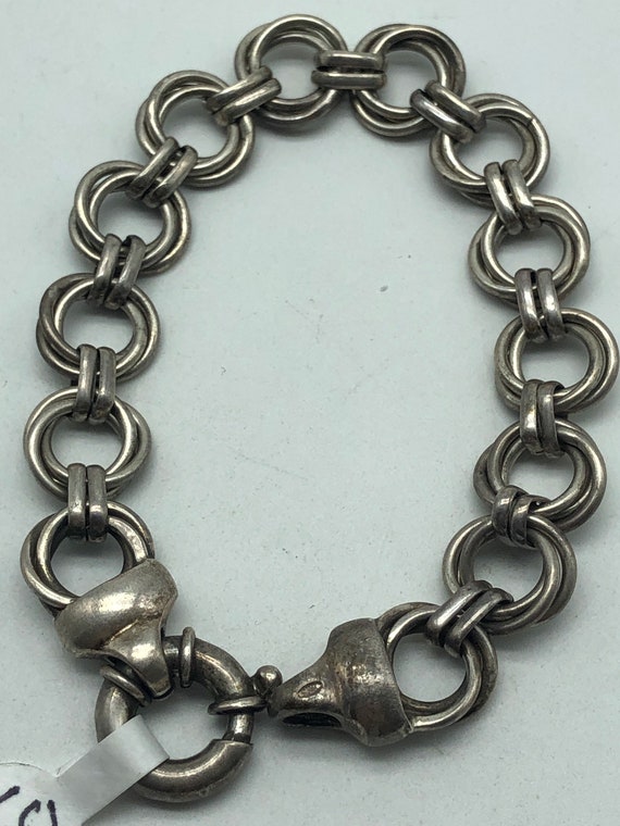 Thick Sterling Silver Charm Bracelet Gem