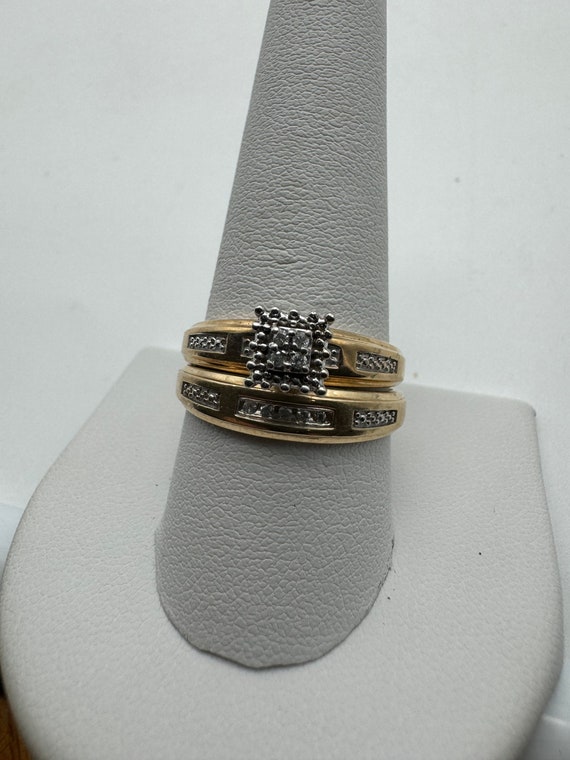 14K Yellow Gold Diamond Engagement Ring Set