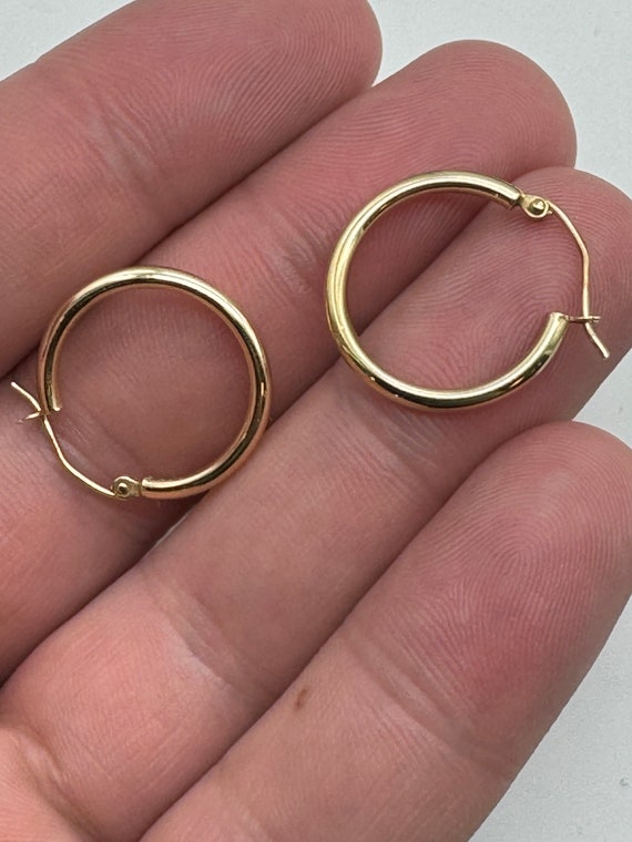 Vintage 10k Yellow Gold Hoops - image 2