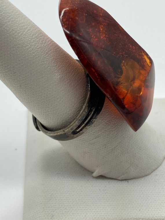 Sterling Silver Amber Ring - image 2