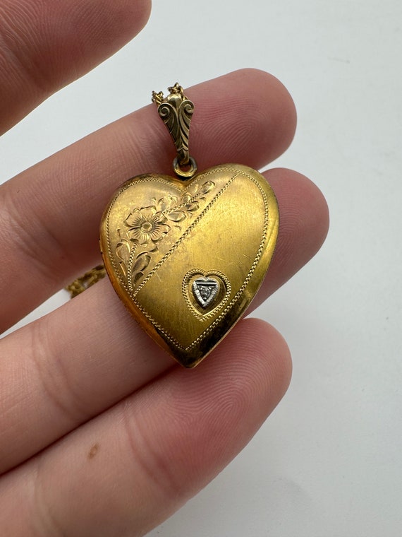 Antique Art Deco Gold Filled Locket Heart