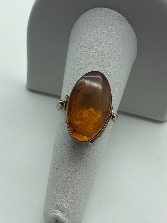 Sterling Silver Amber Ring