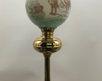 Antique Gone With the Wind Banquet Oil Lamp Horse and Colonial Shade