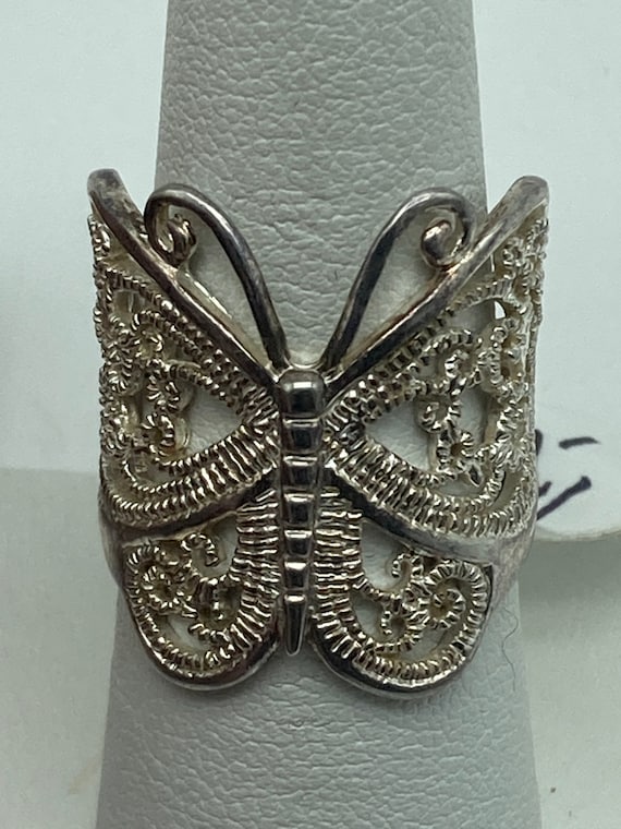 Vintage Sterling Silver Large Butterfly Ring