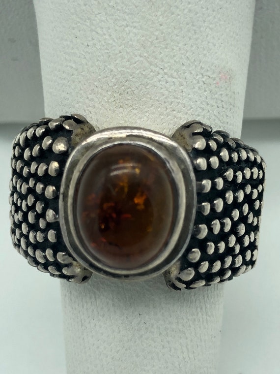 Vintage Sterling Silver Baltic Amber Ring