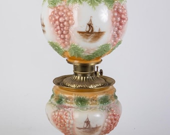 Antique Hanging Grape Stencil Consolidated Gone With the Wind Banquet Oil Lamp Very Rare
