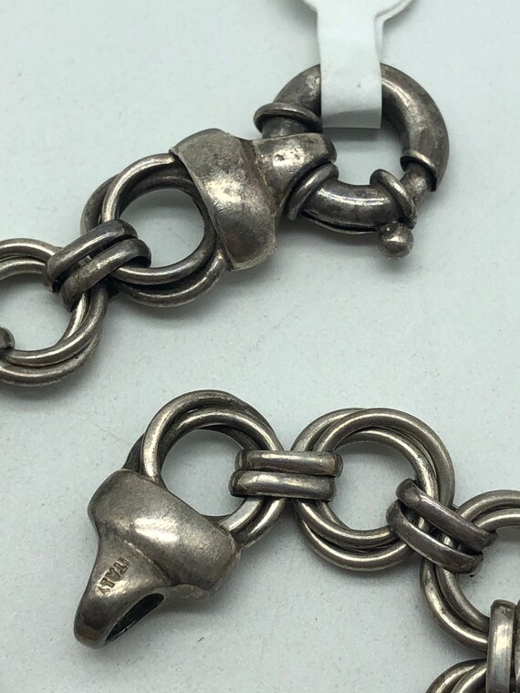 Thick Sterling Silver Charm Bracelet Gem