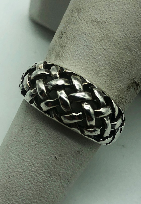 Vintage Sterling Silver Artsy Mexico Ring Moderni… - image 1