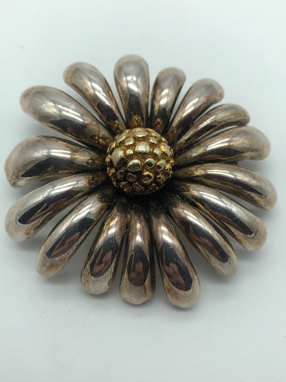 Vintage Sterling Silver Sunflower Daisy Flower Bro