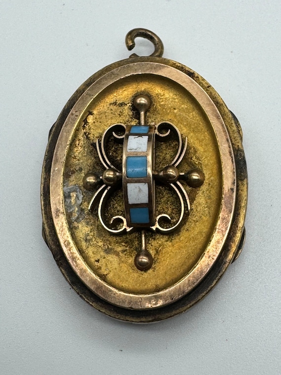 Antique Victorian Enamel Gold Filled Locket