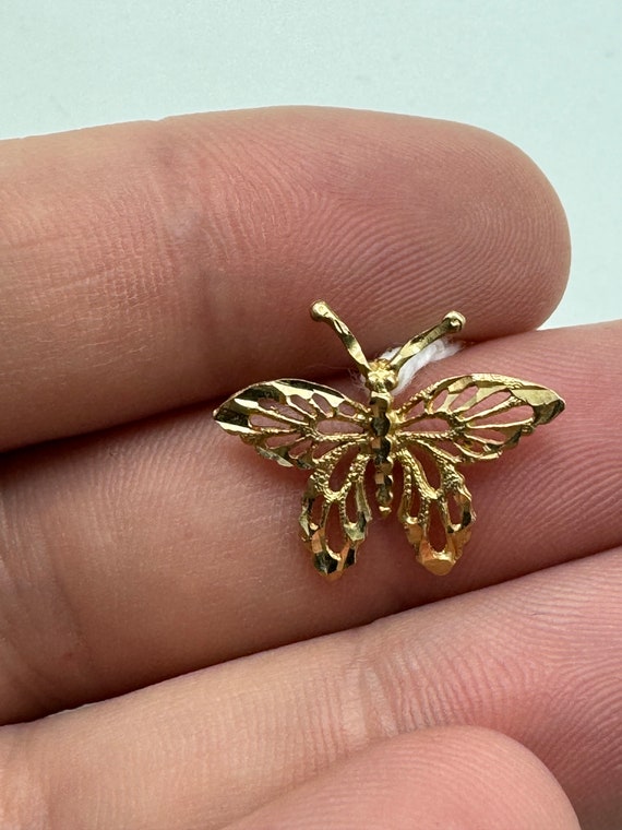 14k Yellow Gold Butterfly Pendant - image 1