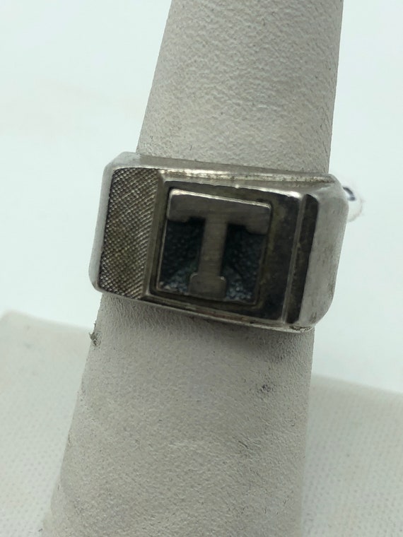 Vintage Sterling Silver Monogram T Signet ring