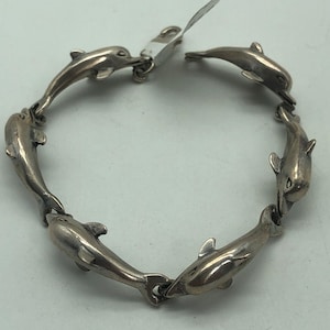 Vintage Sterling Silver Dolphin Bracelet