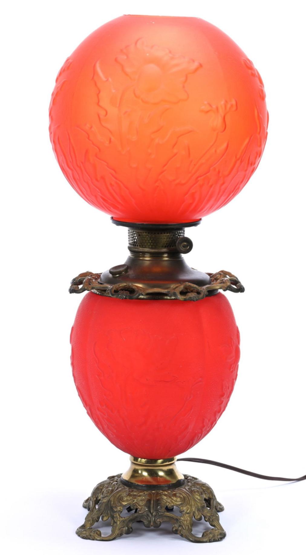 Antique Red Satin Pittsburgh Poppy Gone With the Wind Banquet Oil