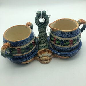Vintage Made in Japan Dragon Creamer and Sugar Tray