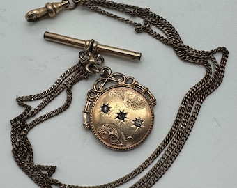 Antique Gold Filled Watch Chain and Fob