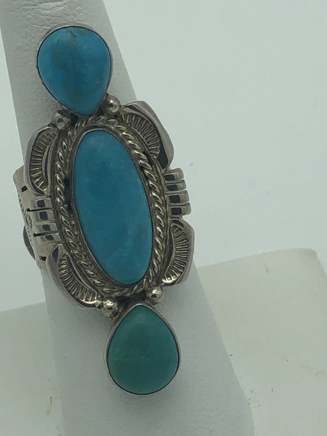 Vintage Sterling Silver Native American Turquoise Ring Size 5 1/2 - Etsy