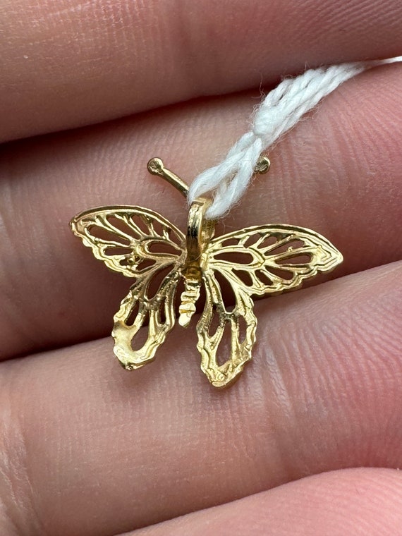 14k Yellow Gold Butterfly Pendant - image 2