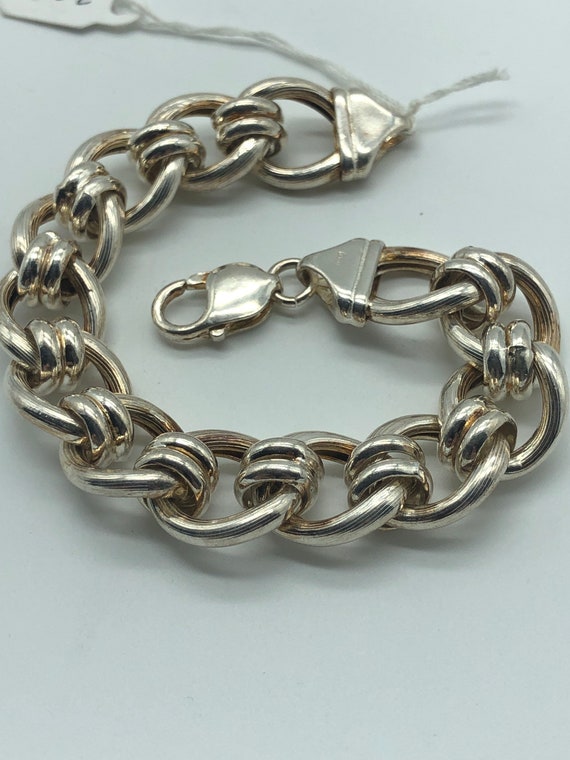 Thick Sterling Silver Charm Bracelet Gem